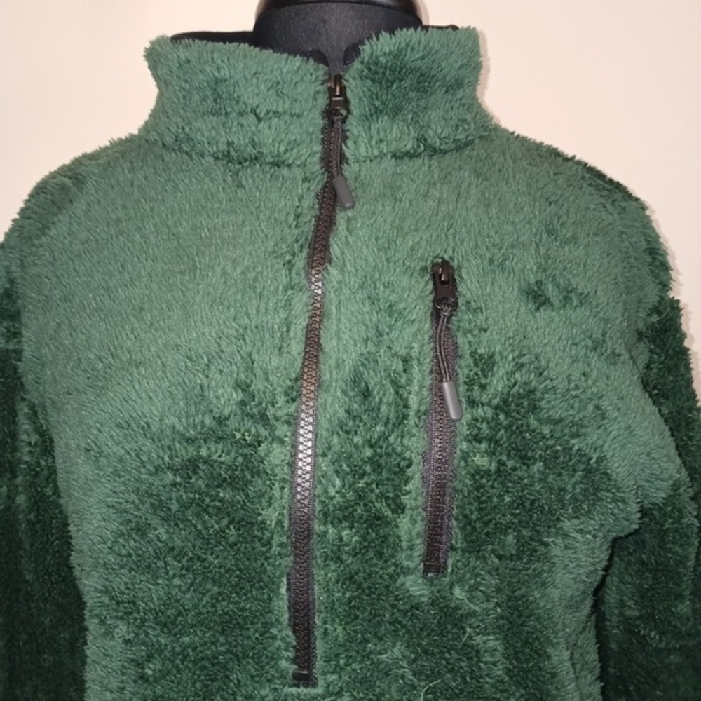 No Boundaries Green Plush Fuzzy Fleece 1/4 Zip Pullover Sweatshirt Top Women's M